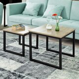 SoBuy komplet 2 kavnih mizic v barvi lesa v industrijskem slogu, (20814847) | Shoptok.si