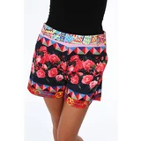 Fasardi Women's shorts with navy blue floral patterns