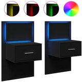 Furnova Stenska nočna omarica z LED lučkami 2 kosa črna, (21927393) | Shoptok.si