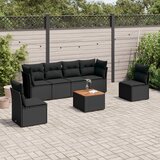 vidaXL 7-dijelni set vrtnih sofa od poliratana s jastucima crni | shoptok.hr