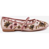 Boto Ballet Flats With Embroidery And Strap Pink Lilindraen | Shoptok.si