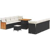 vidaXL Vrtna sedežna garnitura 12 pcs Črna in krem poli ratan, (5000134057) | Shoptok.si