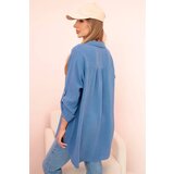 Kesi Włoski Cotton muslin shirt oversize dark denim | shoptok.hr