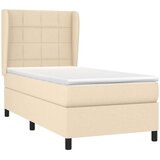 vidaXL Okvir kreveta s oprugama i madrac krem 80x200 cm od tkanine | shoptok.hr