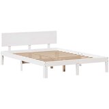 vidaXL Posteljni okvir s predali bel 150x200 cm trdna borovina | Shoptok.si