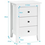 Pohištvo Komplet 2 nočnih omaric s 3 predali, dim. 46 x 37 x 65 cm, bela | Shoptok.si