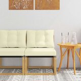  Srednja sofa za van Masivno bagremovo drvo Tekstilen Bijela - Bijela i krem Srednja sofa | shoptok.hr