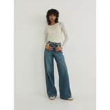Reserved kavbojke wide leg - turkizna Cene