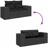  9-dijelni set vrtnih sofa s jastucima crni od poliratana Slike