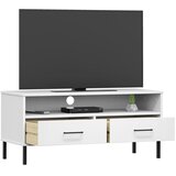 Ormarić za TV s metalnim nogama bijeli od masivne borovine OSLO | shoptok.hr
