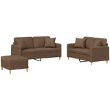  3-dijelni set sofa s jastucima smeđi od tkanine | shoptok.hr