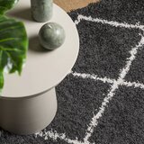  Čupavi tepih PAMPLONA s visokim vlaknima crni-krem 120 x 120 cm | Eponuda.com