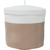  Košara za pohranu s poklopcem smeđe-bijela Ø 40x35 cm pamučna | shoptok.hr