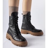 Gemre Black boots on brown sole Quennie Cene
