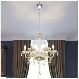 Eglo Basilano luster/6, e14, krom/akrilno staklo konjak | shoptok.hr