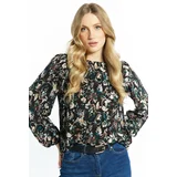 Monnari Woman's Blouses Blouse With Flowers Multi Black