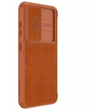 Nillkin Qin Leather Pro preklopna maska sa štitnikom za kameru za Samsung Galaxy S23 - brown | shoptok.hr