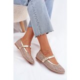 Boto Decorated Women's Ballet Flats With Strap And Buckle Gold Avirae | Shoptok.si