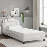 Maison Chic Posteljni okvir - Enojna postelja - Postelja za odrasle z vzglavjem bel 100x200 cm umetno usnje-J9315, (21765497) | Shoptok.si