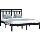  Posteljni okvir črn iz trdnega lesa 140x190 cm, (20708203) | Shoptok.si