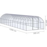  Zunanji kokošnjak 3x12x2 m pocinkano jeklo - - Srebrna - 88.55 - 3 x 12 x 2 m - | Shoptok.si