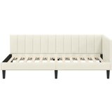  Kutni okvir kreveta s uzglavljem Krema 90 cm x 200 cm Baršun | shoptok.hr