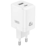 XO Kućni punjač od 45W (USB-C + USB-A) CE36, Beli | ePonuda.com