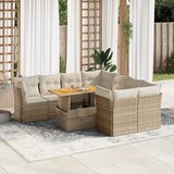 Maison Chic Seti vrtnega pohištva - Vrtna garnitura 9-delna z blazinami bež poli ratan, (21796513) | Shoptok.si