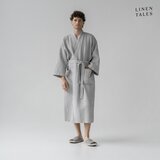 Linen Tales Svijetlo sivi kućni ogrtač veličine L/XL Honeycomb - Cijene