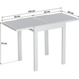 Gardenson Raztegljiva Vrtna Miza Ambia, Steklo, Aluminij, 65-130x65 | Shoptok.si