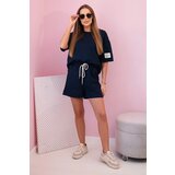 Kesi Włoski Women's butter set with high-waisted shorts navy blue | Shoptok.si