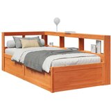  Knjižna postelja brez vzmetnice vošč. rjava 90x190 cm borovina, (21790859) | Shoptok.si