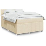vidaXL Box spring postelja z vzmetnico krem 140x200 cm blago | Shoptok.si