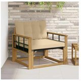 vidaXL Set vanjskih sofa Čvrsto drvo akacije i Textilene Bijela - Bijela i bež Mreža | shoptok.hr
