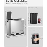 Songmics koš za ločevanje odpadkov 3x 18L srebrno črn, LTB54NL | Shoptok.si