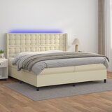 Krevet box spring s madracem LED krem 200x200cm od umjetne kože | Eponuda.ba