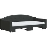  Dnevni krevet na razvlačenje crni 100 x 200 cm od tkanine | shoptok.hr