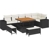vidaXL Vrtna sedežna garnitura z blazino 9 pcs Črna poli ratan, (5000146148) | Shoptok.si