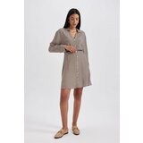 Defacto Shirt Lapel Crowbar Twill Mini Long Sleeve Dress Cijene