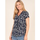 Brakeburn Dark Blue Flored Linen Blouse - Women | ePonuda.com