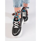 Shelvt Women's black sneakers tied with a ribbon | Shoptok.si