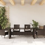  Vrtni stol sa staklenom pločom smeđi 240x90x75 cm od poliratana | shoptok.hr