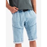 Ombre Men's short denim shorts with decorative stitching - light blue | Eponuda.ba