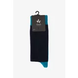 ALTINYILDIZ CLASSICS Men's Navy Blue-Indigo Patterned Bamboo Cleat Socks