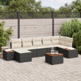 vidaXL 8 Dijelni Set Vrtnih Sofa s Jastučićima Crni Poli Ratan Akacija | shoptok.hr