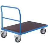 eurokraft pro ploski voziček, cevni potisni ročaj, polno elastična kolesa, dxš 1050 x 700 mm, svetlo modra | Shoptok.si