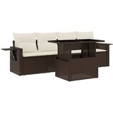 Maison Chic Seti vrtnega pohištva - Vrtna garnitura - Vrtni pohištvo set 5-delna z blazinami rjav poli ratan, (21816384) | Shoptok.si