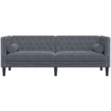 vidaXL Kavč chesterfield z vzglavniki trosed temno siv žamet | Shoptok.si