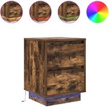  Noćni ormarići s LED svjetlima 2 kom dimljeni hrast 38x34x50 cm | shoptok.hr