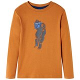 vidaXL Otroška majica z dolgimi rokavi temno oker 116 | Shoptok.si